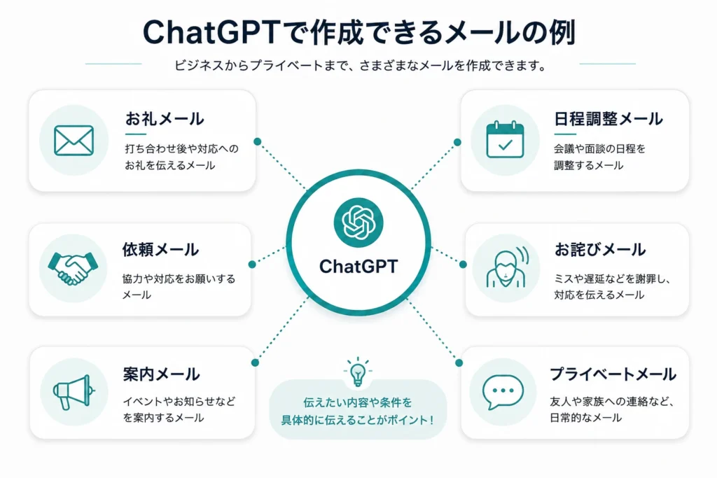 ChatGPTで作成できるメールの例