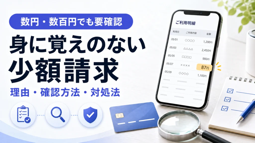 カード明細に表示された身に覚えのない87円の少額請求を確認するイメージ
